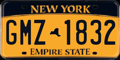 NY license plate GMZ1832