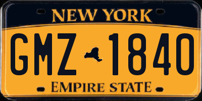 NY license plate GMZ1840