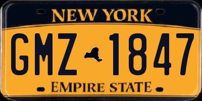 NY license plate GMZ1847