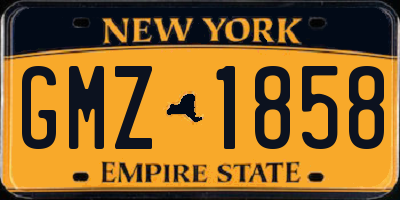 NY license plate GMZ1858