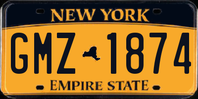 NY license plate GMZ1874