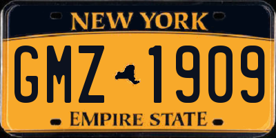 NY license plate GMZ1909