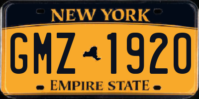 NY license plate GMZ1920