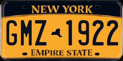 NY license plate GMZ1922