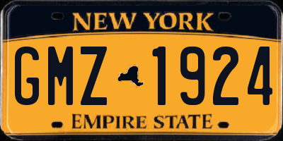 NY license plate GMZ1924