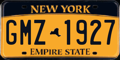 NY license plate GMZ1927