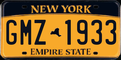 NY license plate GMZ1933