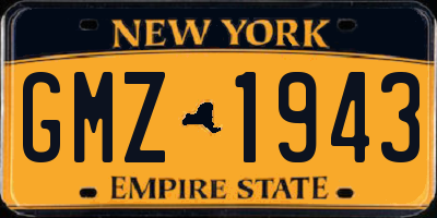 NY license plate GMZ1943