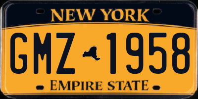 NY license plate GMZ1958