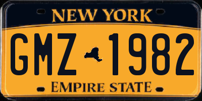 NY license plate GMZ1982