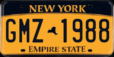 NY license plate GMZ1988