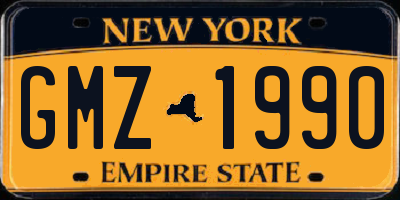 NY license plate GMZ1990