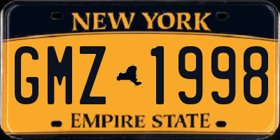 NY license plate GMZ1998