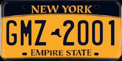 NY license plate GMZ2001