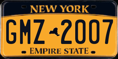 NY license plate GMZ2007
