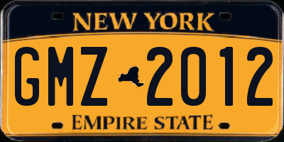 NY license plate GMZ2012