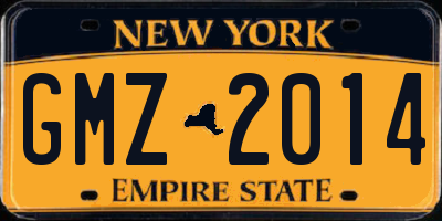 NY license plate GMZ2014