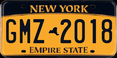 NY license plate GMZ2018