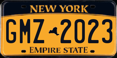 NY license plate GMZ2023