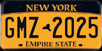 NY license plate GMZ2025