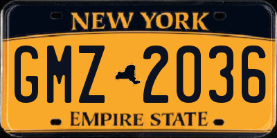 NY license plate GMZ2036