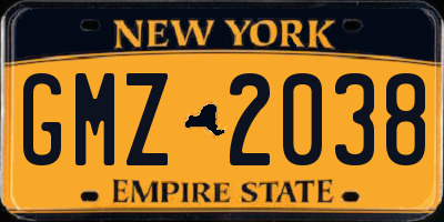 NY license plate GMZ2038