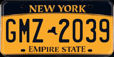 NY license plate GMZ2039