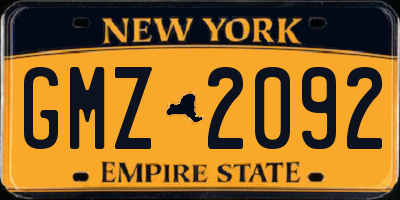 NY license plate GMZ2092