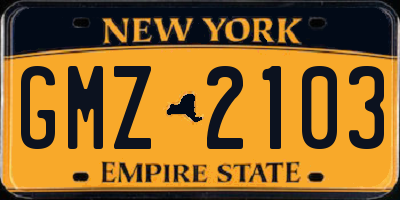 NY license plate GMZ2103