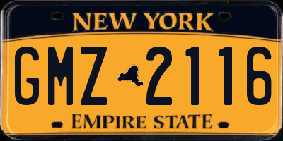 NY license plate GMZ2116