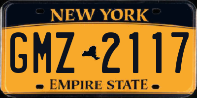 NY license plate GMZ2117