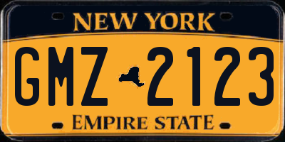 NY license plate GMZ2123