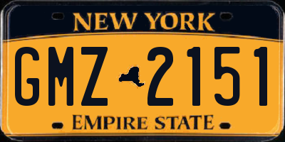 NY license plate GMZ2151