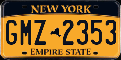 NY license plate GMZ2353
