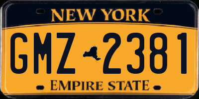 NY license plate GMZ2381