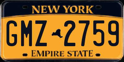 NY license plate GMZ2759