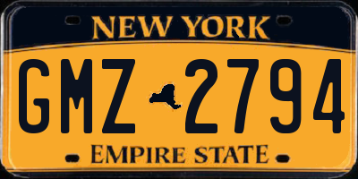NY license plate GMZ2794