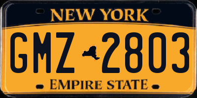 NY license plate GMZ2803