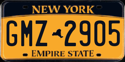 NY license plate GMZ2905