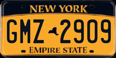 NY license plate GMZ2909
