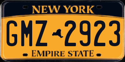 NY license plate GMZ2923