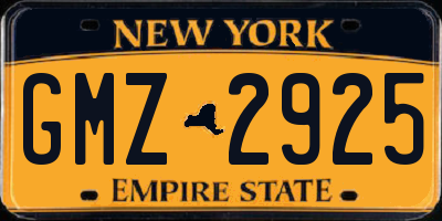 NY license plate GMZ2925