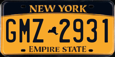 NY license plate GMZ2931