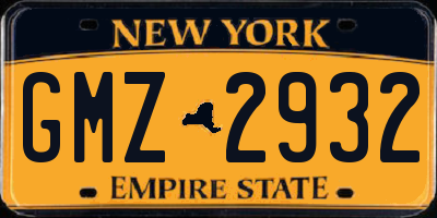 NY license plate GMZ2932