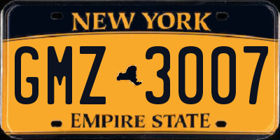 NY license plate GMZ3007
