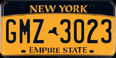 NY license plate GMZ3023