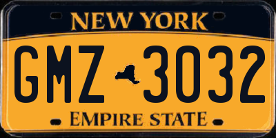 NY license plate GMZ3032