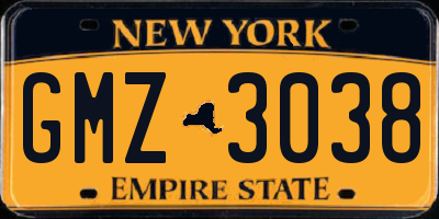 NY license plate GMZ3038