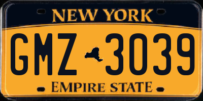 NY license plate GMZ3039
