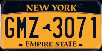 NY license plate GMZ3071
